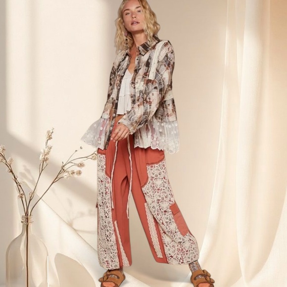 POL Lace Trim Plaid Jacket (Mocha Multi) - Picture 8 of 9